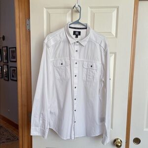 Rock and Republic Men's White Casual Button-Down Shirt Sz XL
